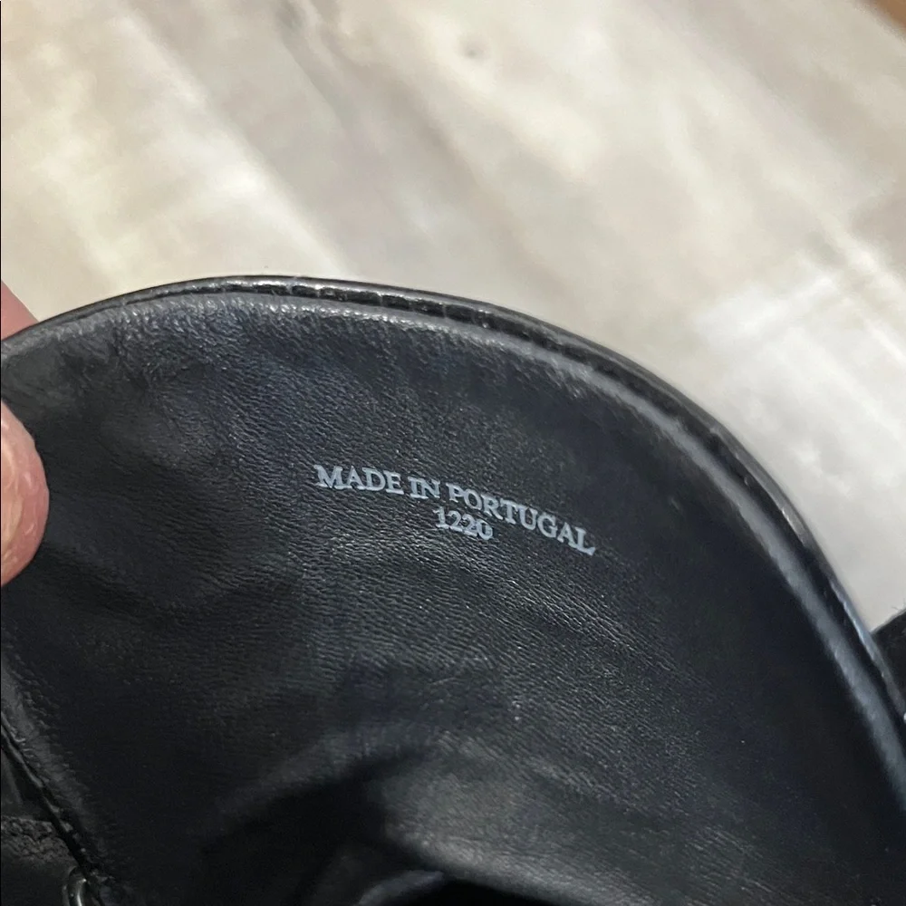 All Saints Black Croc-Embossed Patent Leather Lace-Up Ankle Boots - Picture 7 of 8